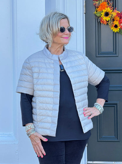 LULU-B SILVER SHORT SLEEVE PUFFER JACKET