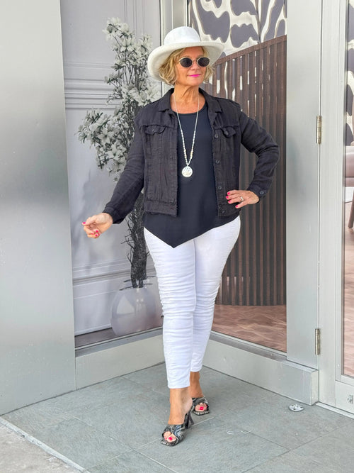 LULU B BLACK LINEN JACKET