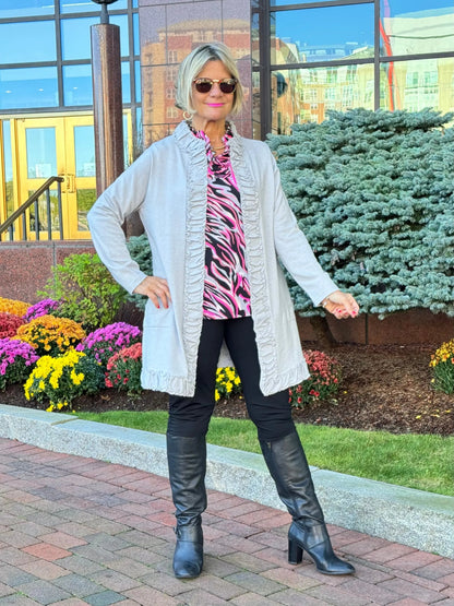 LULU-B ROUGED SILVER CARDIGAN