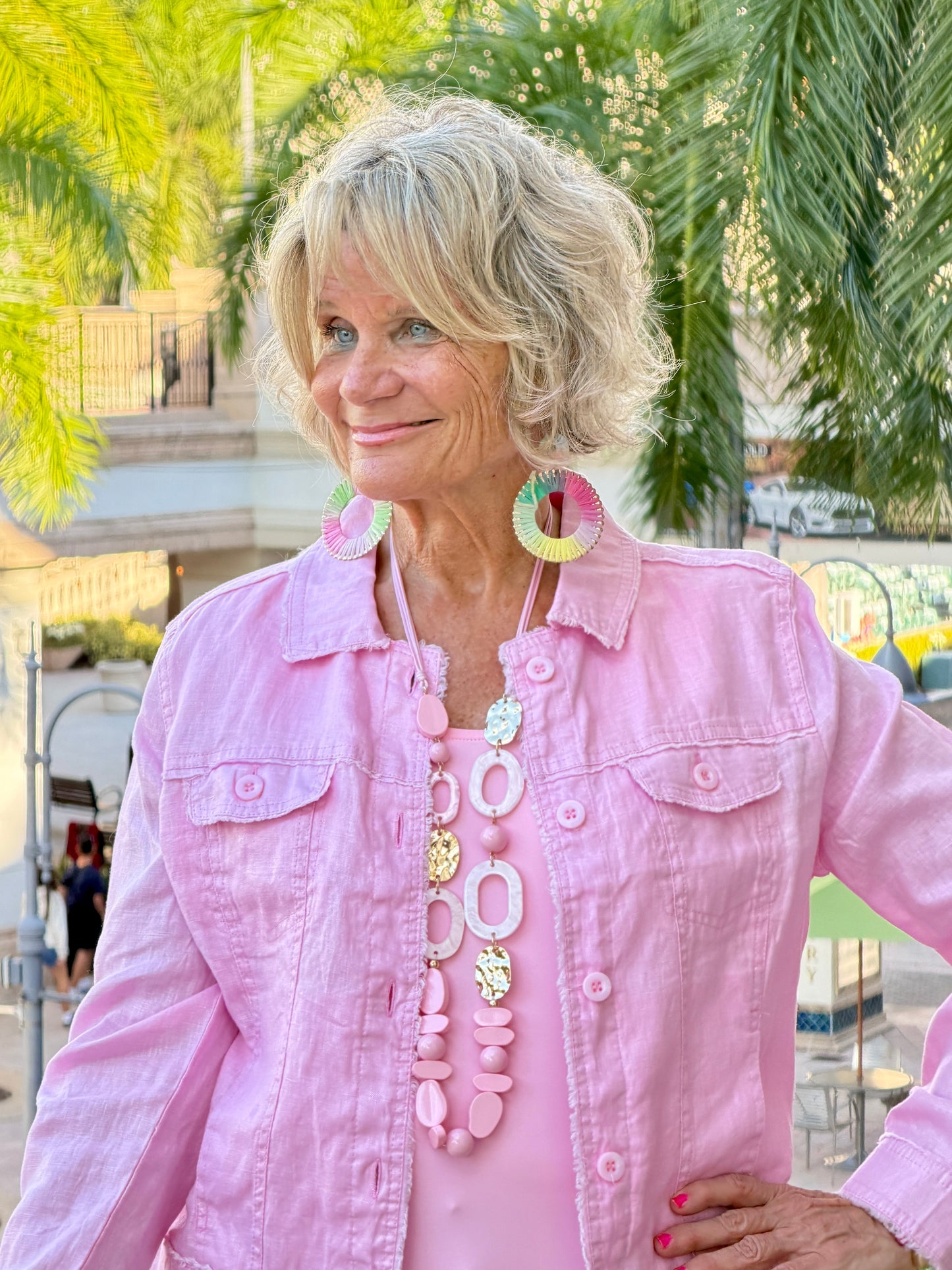 Lulu B Metallic Siesta Pink Linen Jacket