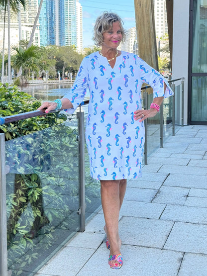 LULU B SHORELINE CHARM NOTCH SLEEVE DRESS