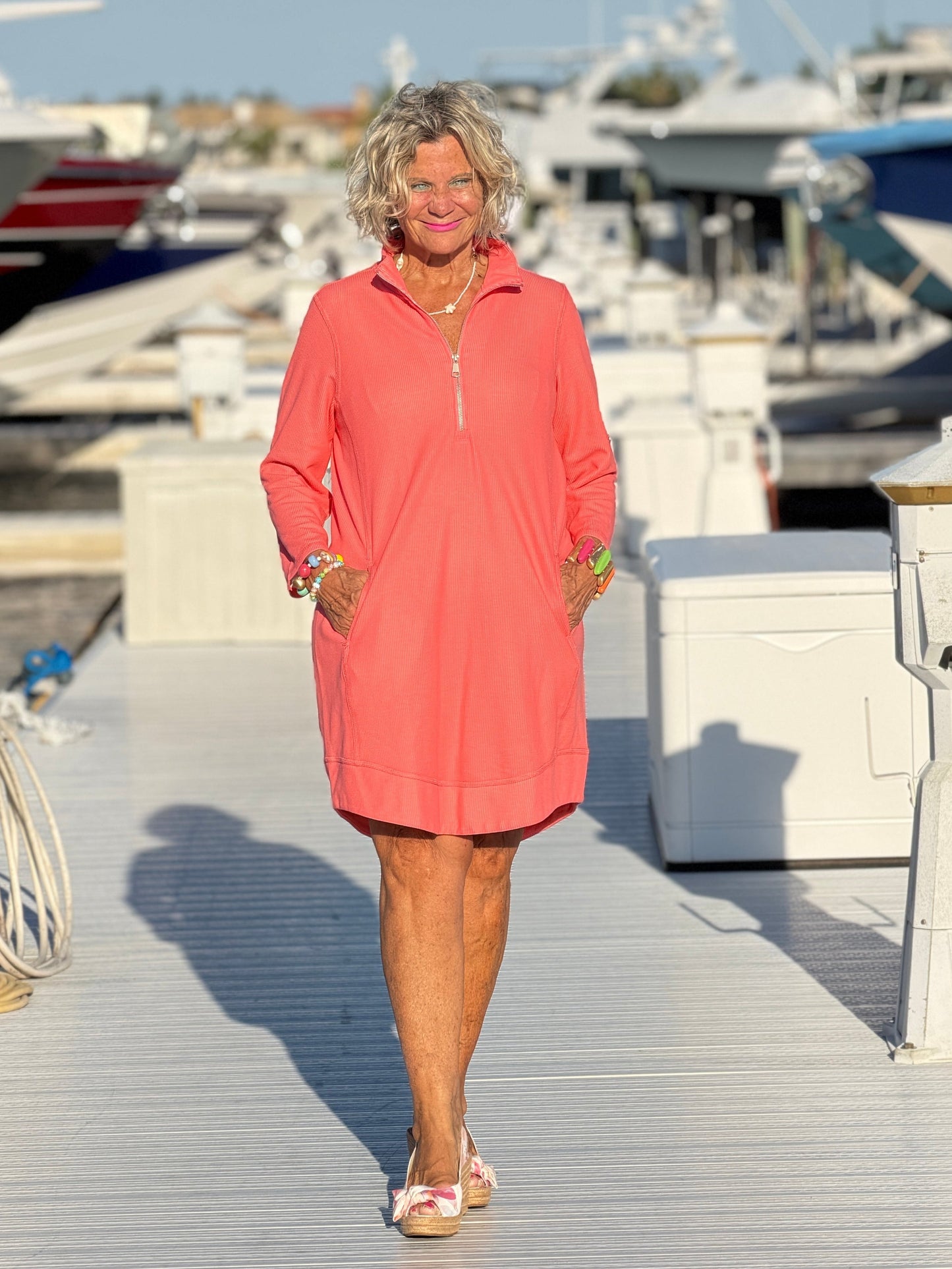 Lulu-b half zipper Salmon scuba dress