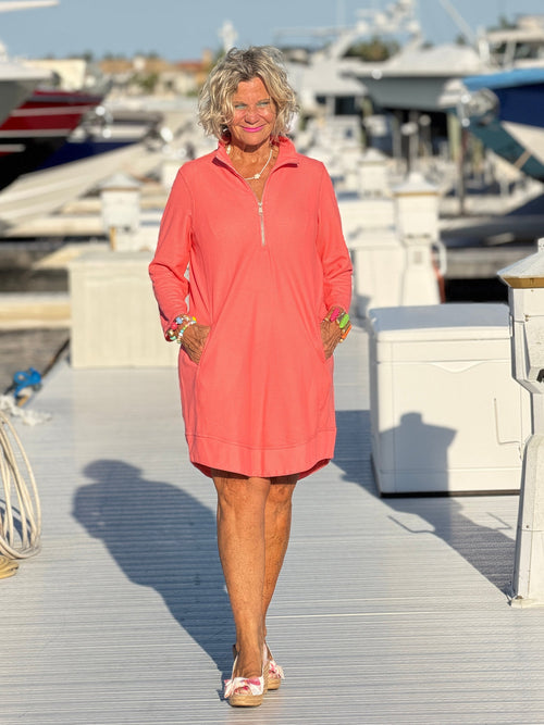 Lulu-b half zipper Salmon scuba dress