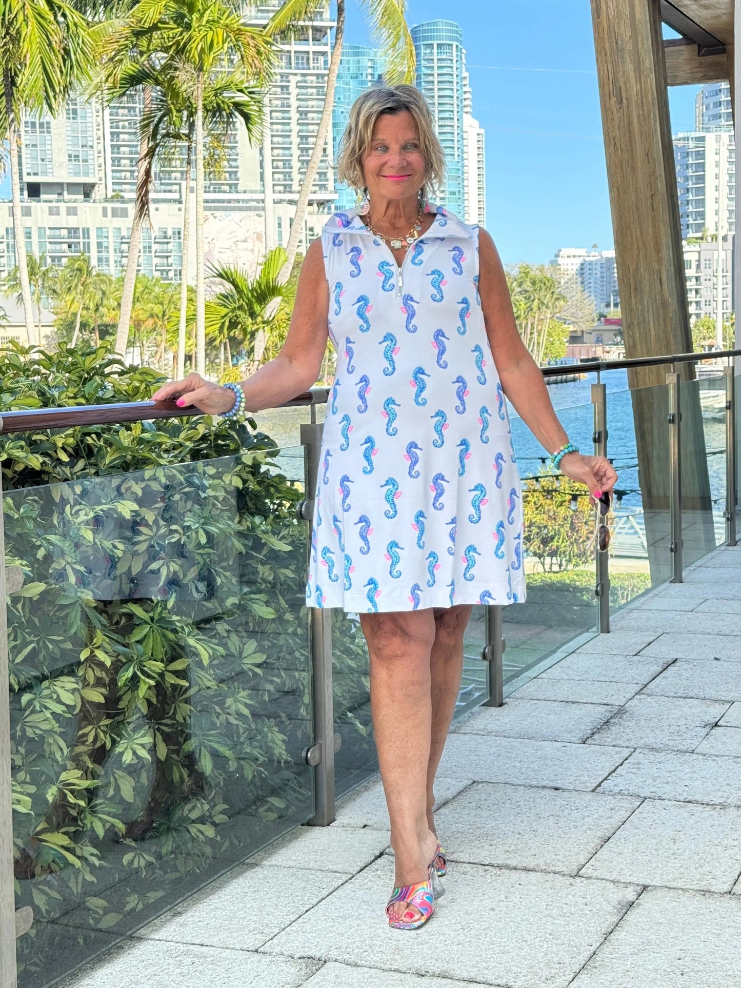 LULU B SHORELINE CHARM ZIPPER SWING DRESS