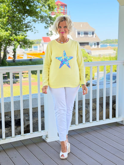BEACH CLUB YELLOW STARFISH SWEATER