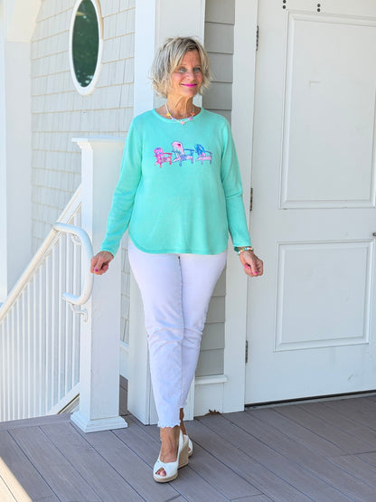 BEACH CLUB SEAFOAM ADIRONDACK SWEATER