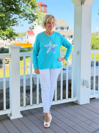 BEACH  CLUB AQUA STARFISH SWEATER