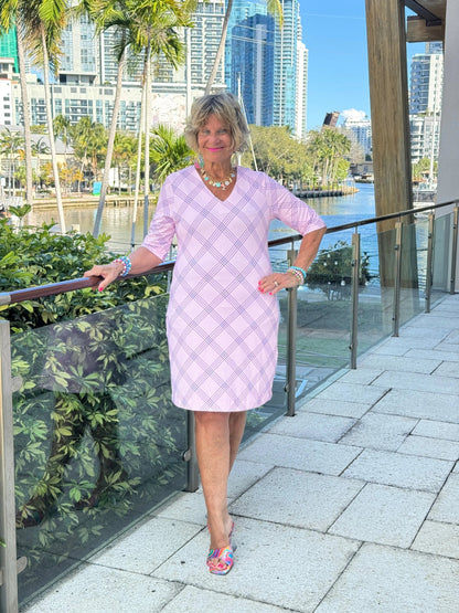 LULU B PINK CHIC ELBOW SLEEVE DRESS