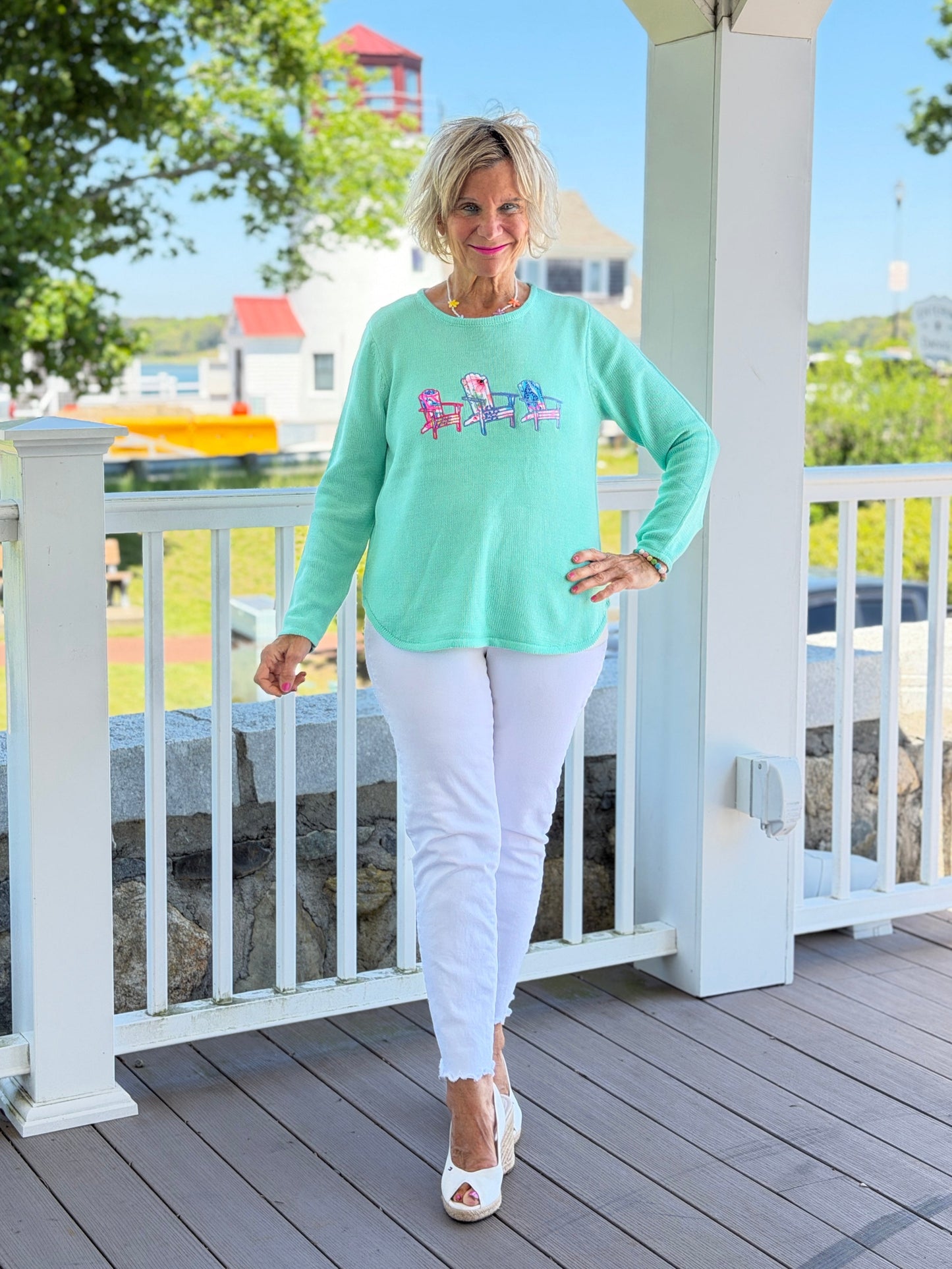 BEACH CLUB SEAFOAM ADIRONDACK SWEATER