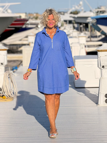 Lullu b half zipper Blu scuba dress