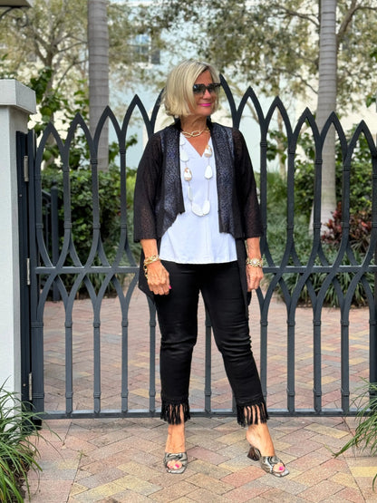 LULU-B BLACK FRINGE CAPRI