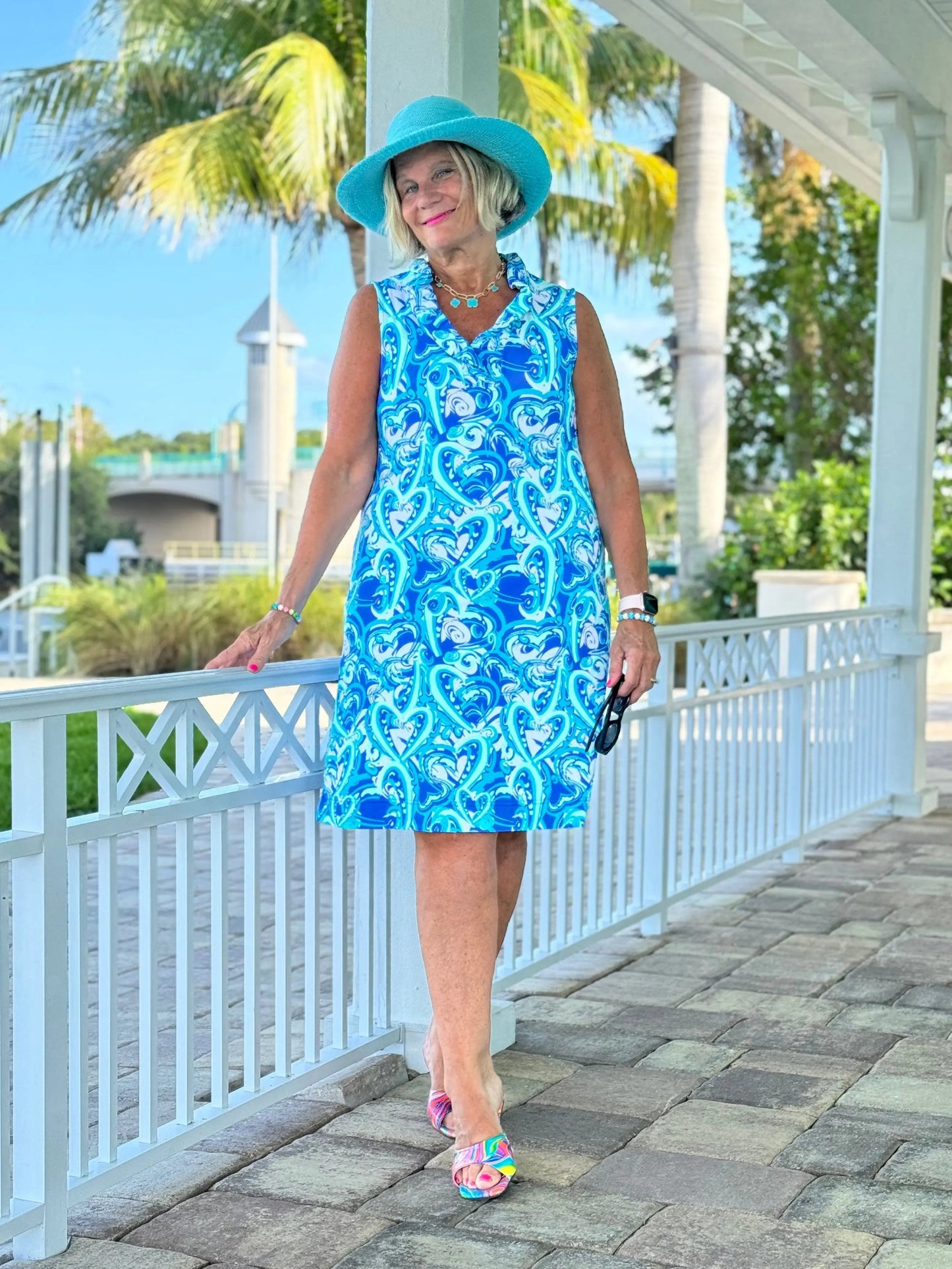 BLUE DREAMING HEARTS RUFFLE DRESS