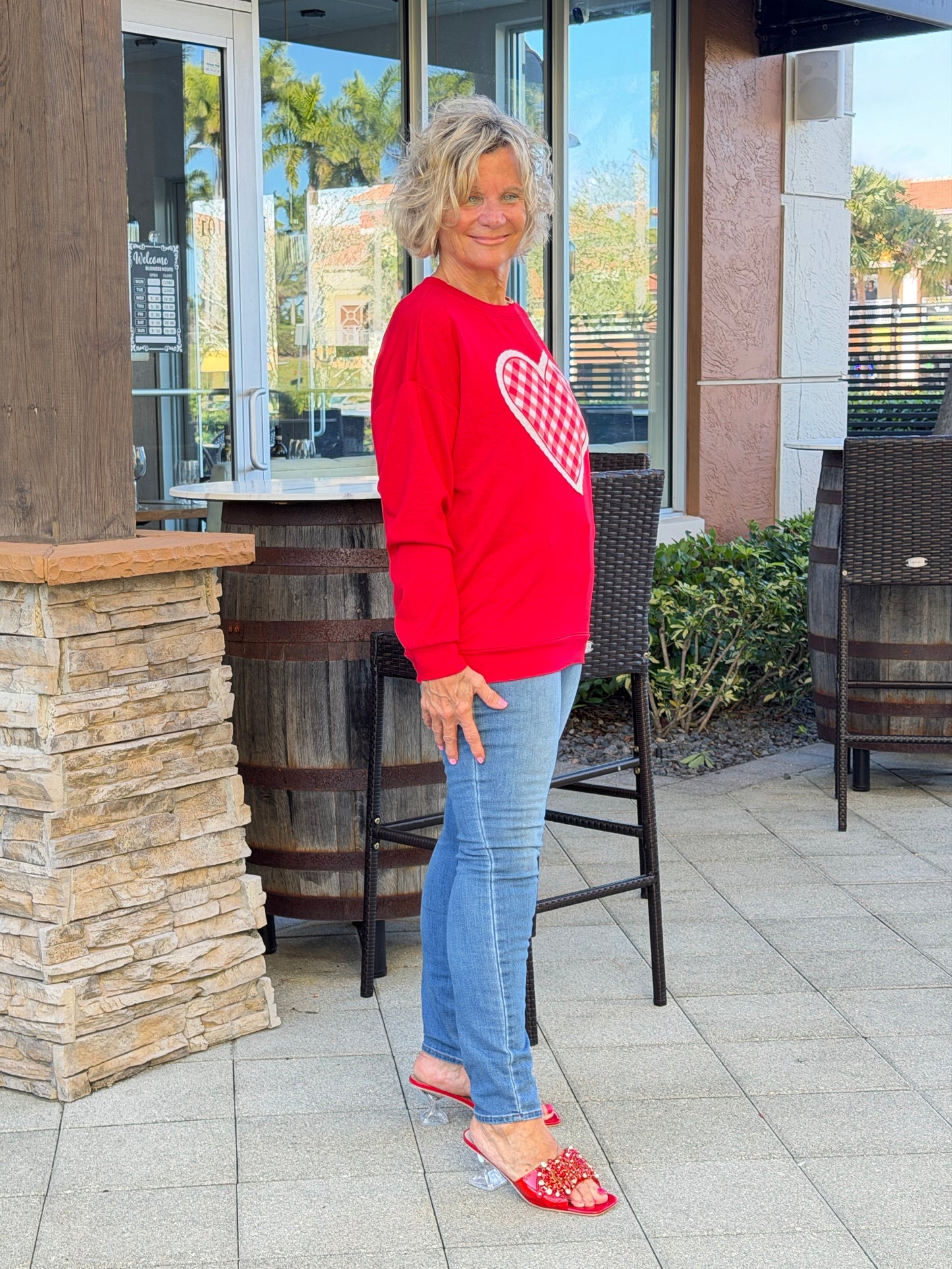 Gingham Heart Luxe Pullover