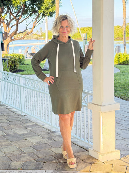 Lulu b kagaroo pocket olive scuba dress