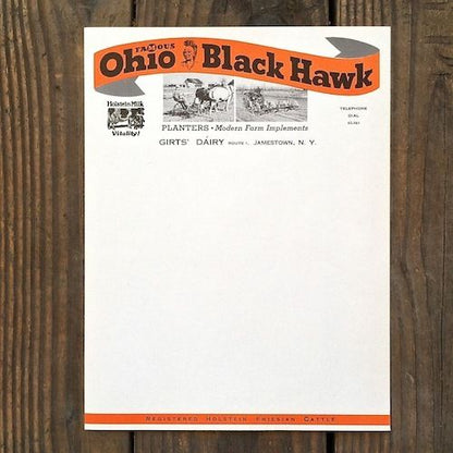 10 OHIO BLACK HAWK Letterhead Stationary 1930s