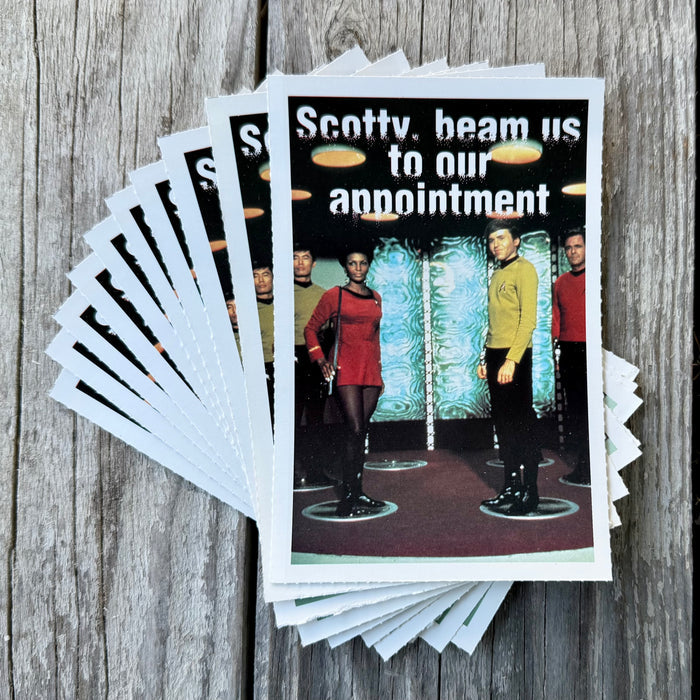10 Vtg 1992 Scotty Beam Us Up STAR TREK Crew Sci-Fi Humor APPOINTMENT Card LOT