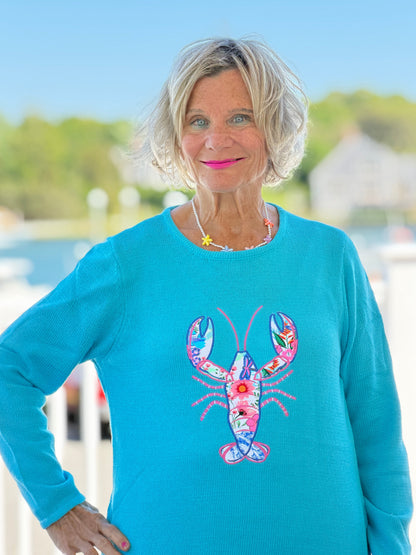 BEACH CLUB AQUA LOBSTER SWEATER