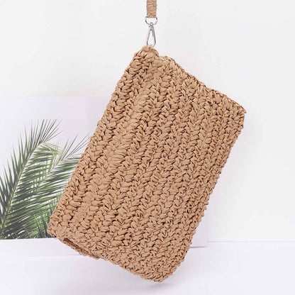 Faux Straw Multi Shell Front Flap Clutch