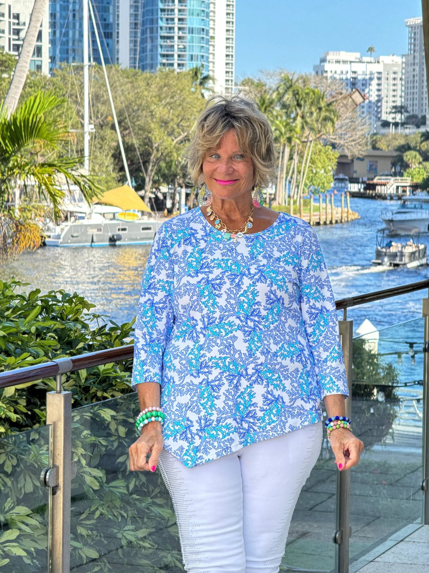 LULU B CORAL BREEZE ASYMMETRIC TOP