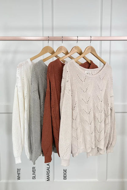 Moving Mountains Women's Feminine Open Knit Split Back Sweater