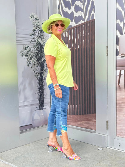 LULU-B KEY LIME SHORT SLEEVE COLLAR