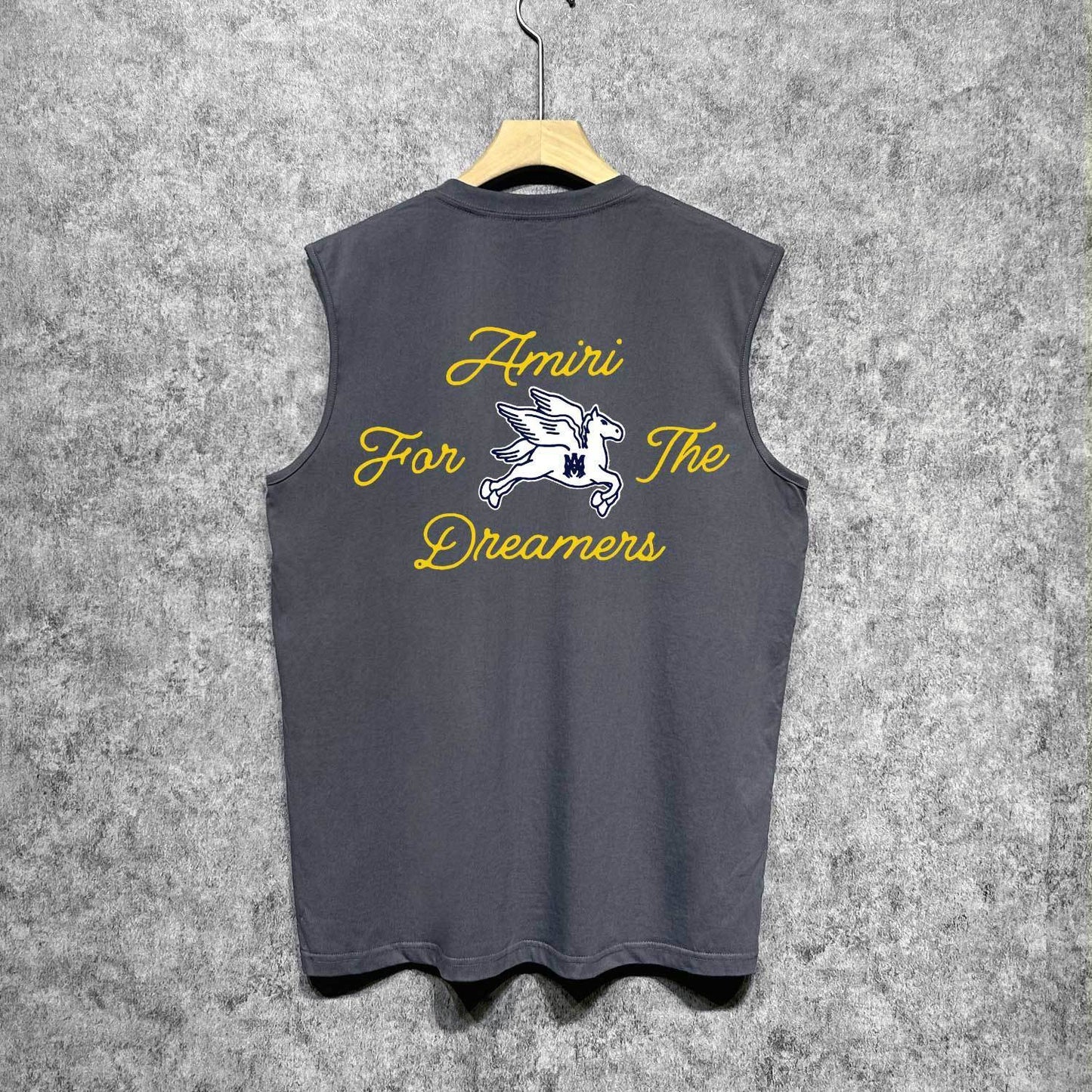 Amiri tank top yellow letter pegasus printing