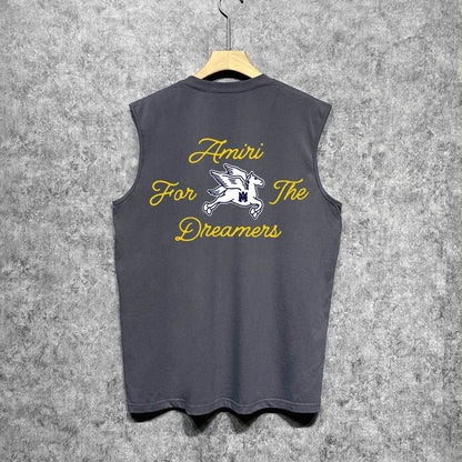 Amiri tank top yellow letter pegasus printing