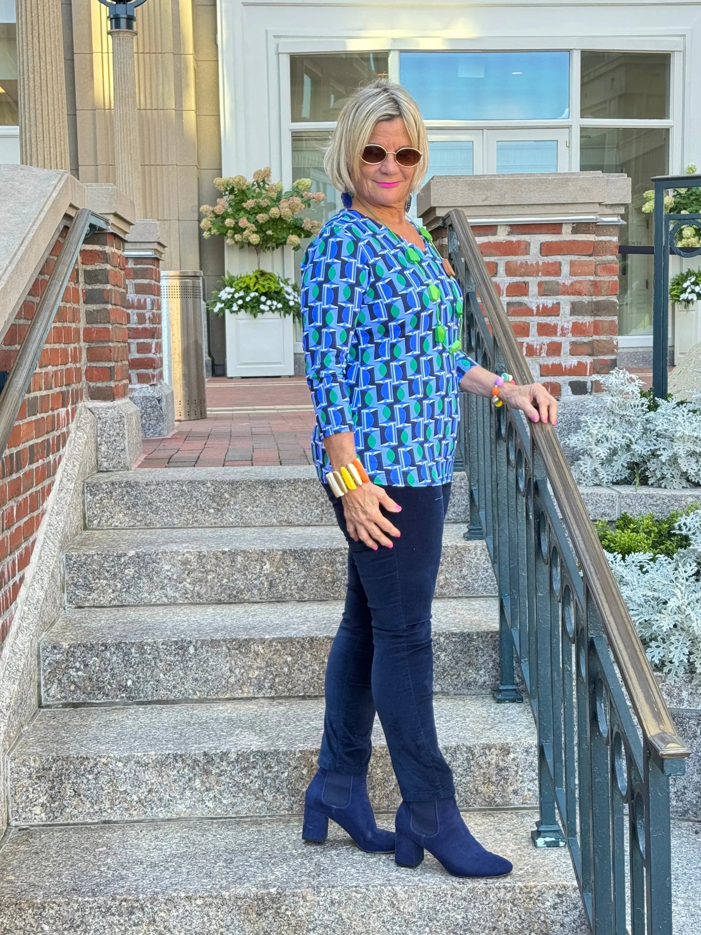 Lulu B Seaport Geo V-Neck Top
