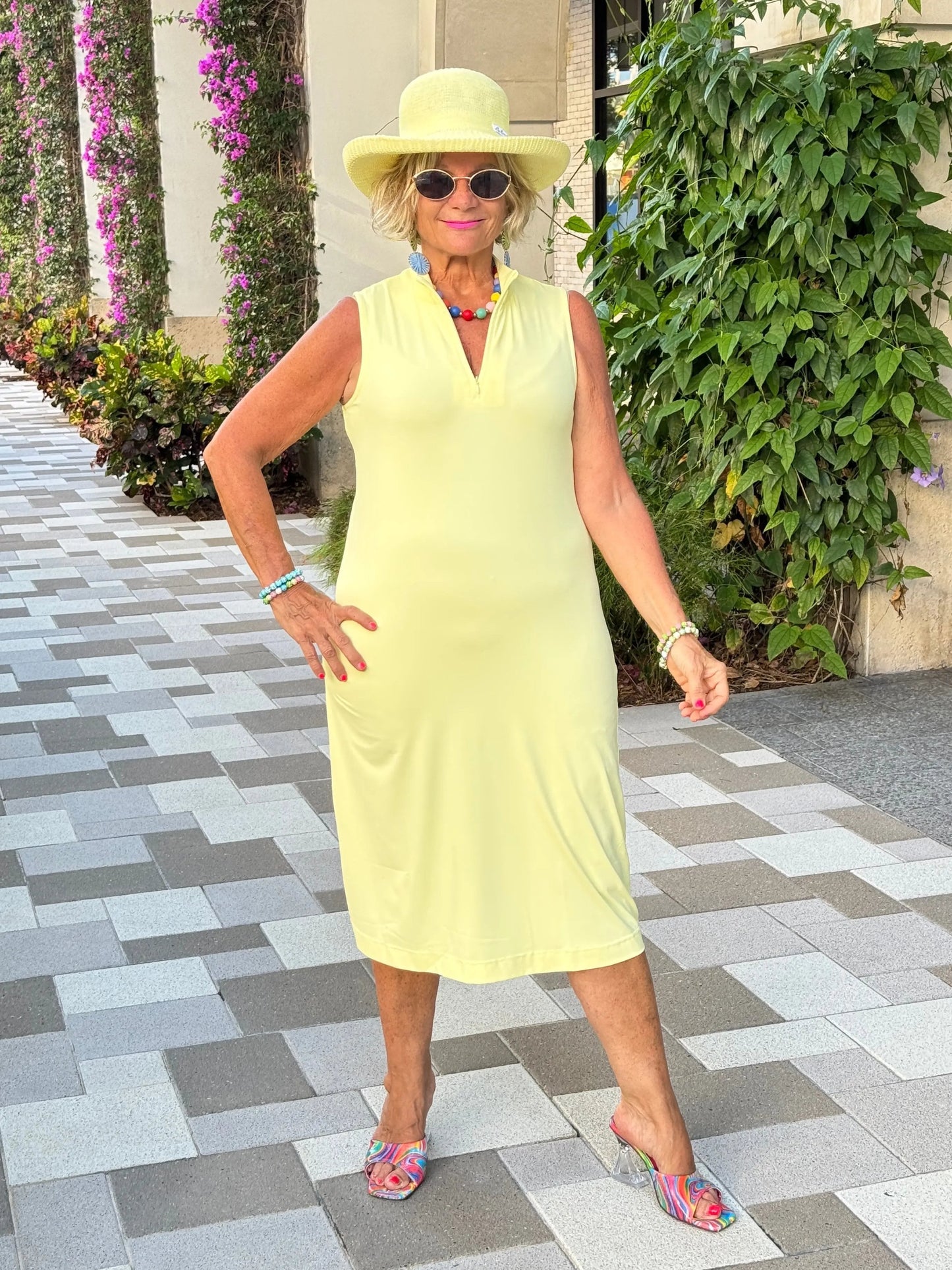 LULU-B SOLID SUNSHINE HALF ZIPPER MIDI