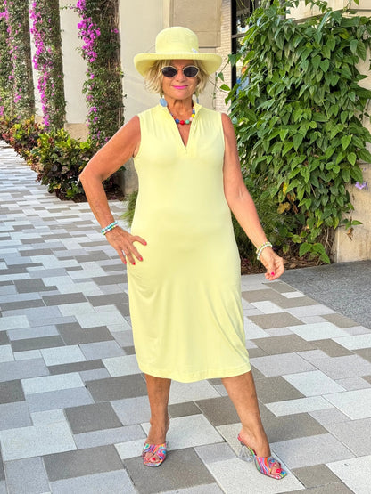 LULU-B SOLID SUNSHINE HALF ZIPPER MIDI