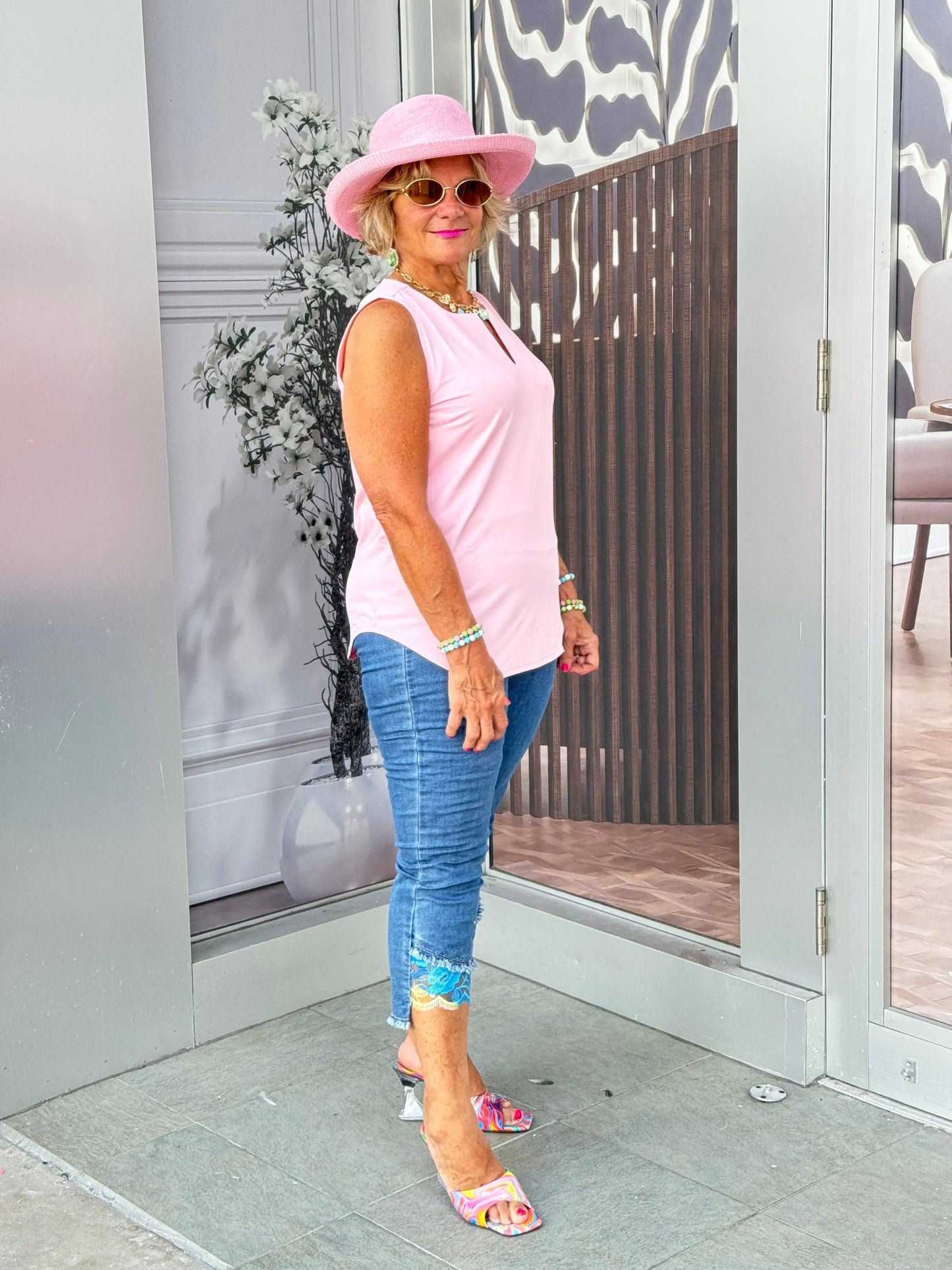 CLEAR PINK SLEEVELESS TANK