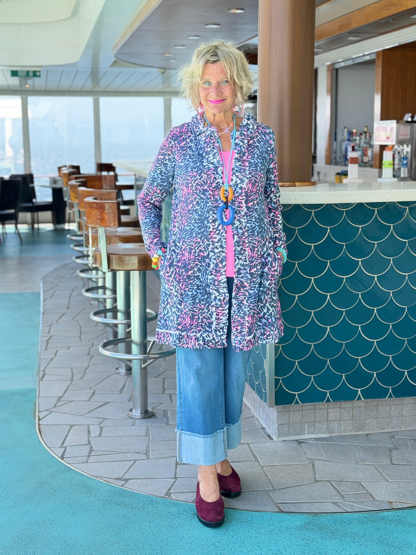 LULU-B SHADES OF BLUE CASHMERE V NECK