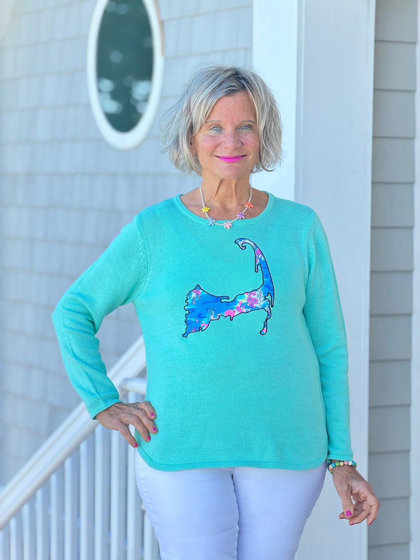 BEACH CLUB SEAFOAM CAPE COD MAP SWEATER