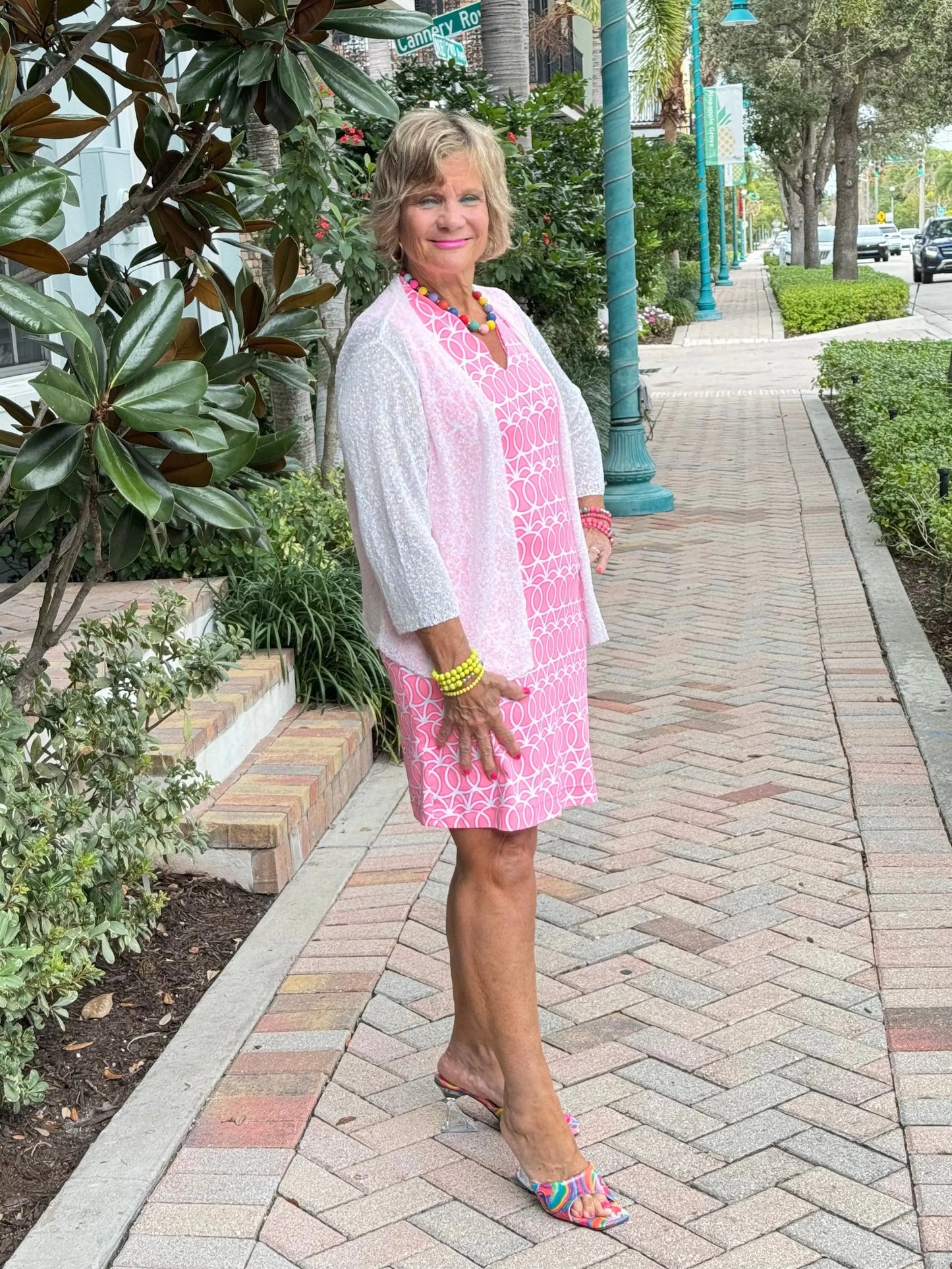 LULU-B CORAL ISLAND SHIFT RUFFLE DRESS