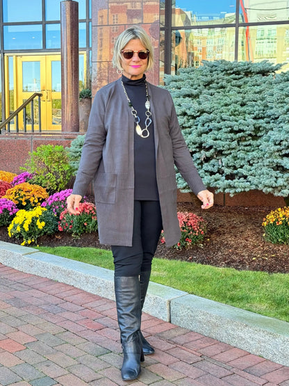 LULU-B CHARCOAL CASHMERE CARDIGAN