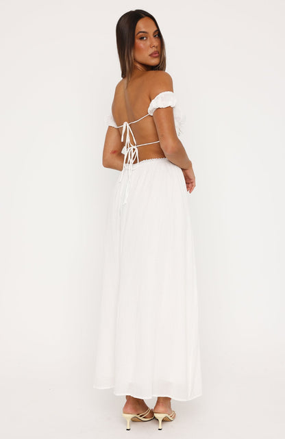 High Views Off Shoulder Maxi Dress White