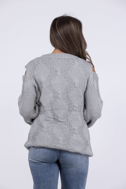 So Much Love Women's Cold Shoulder Wide Sleeve Sweater