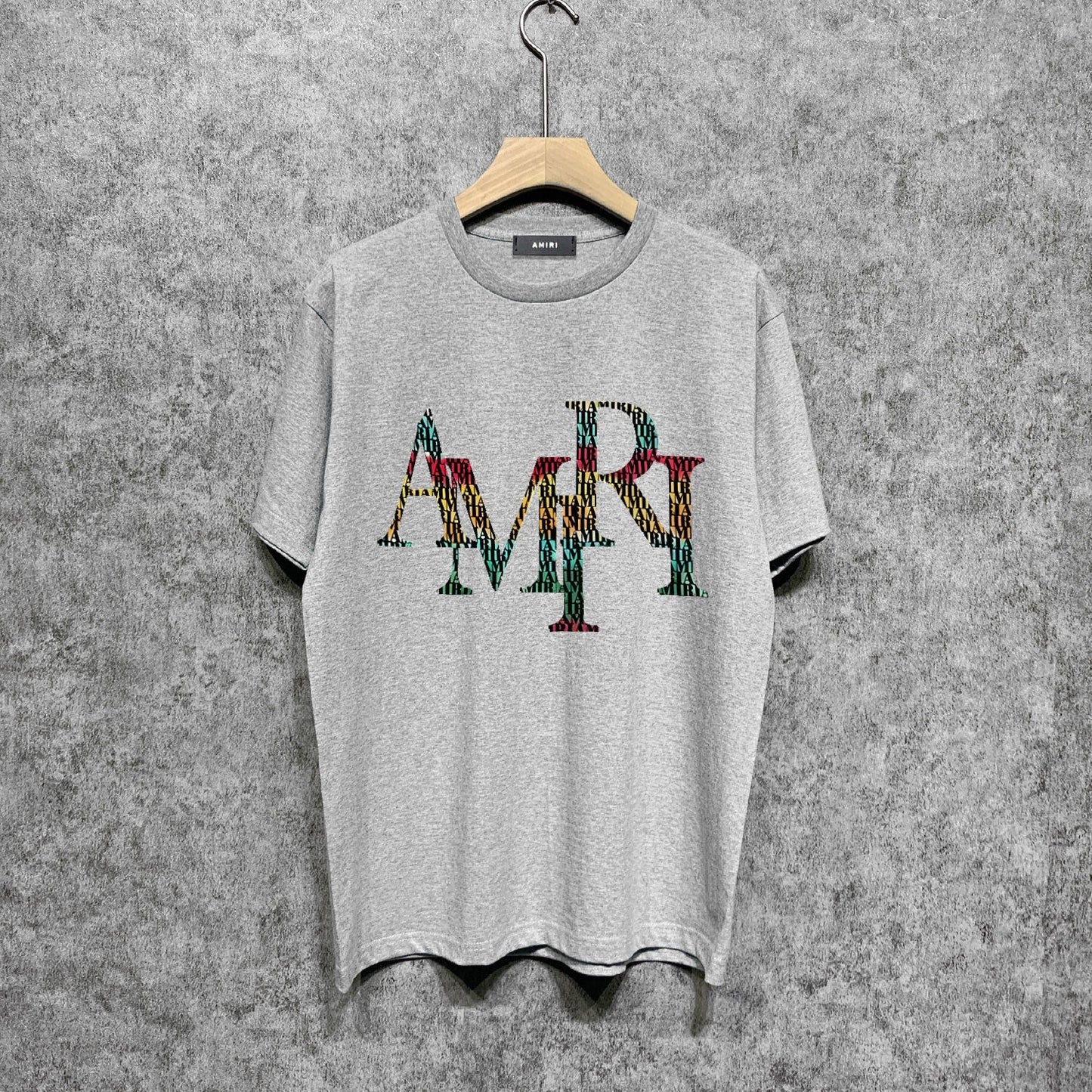 Amiri t shirts rainbow letter printing short sleeve
