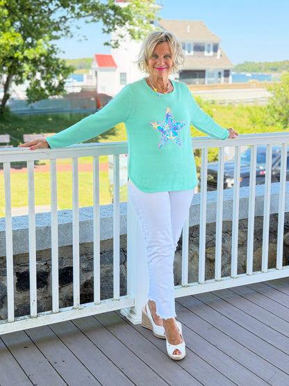 BEACH CLUB SEAFOAM STARFISH SWEATER