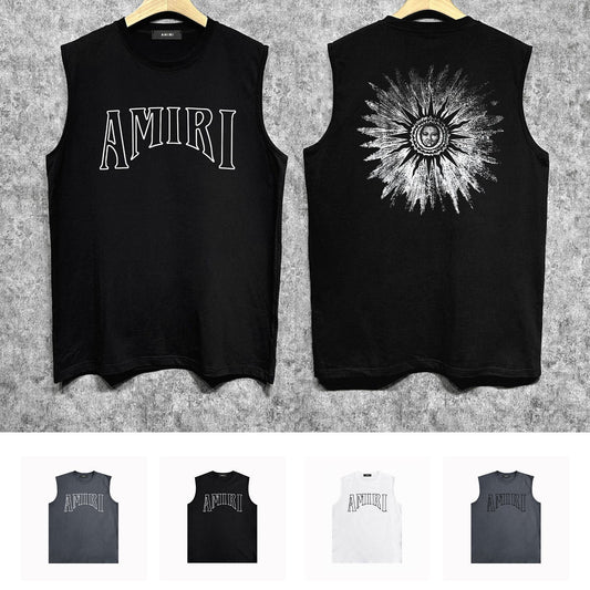 Amiri tank top cut out sun portrait printing