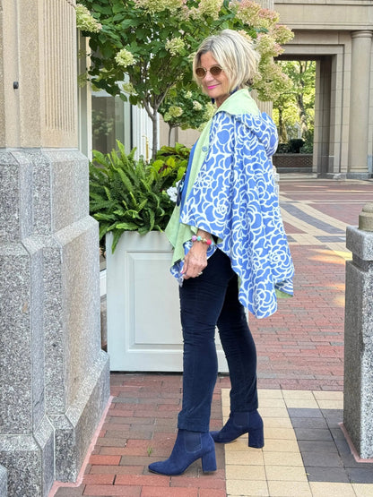 Blue Nautilus Reversible Rain Cape - Coastal Collection