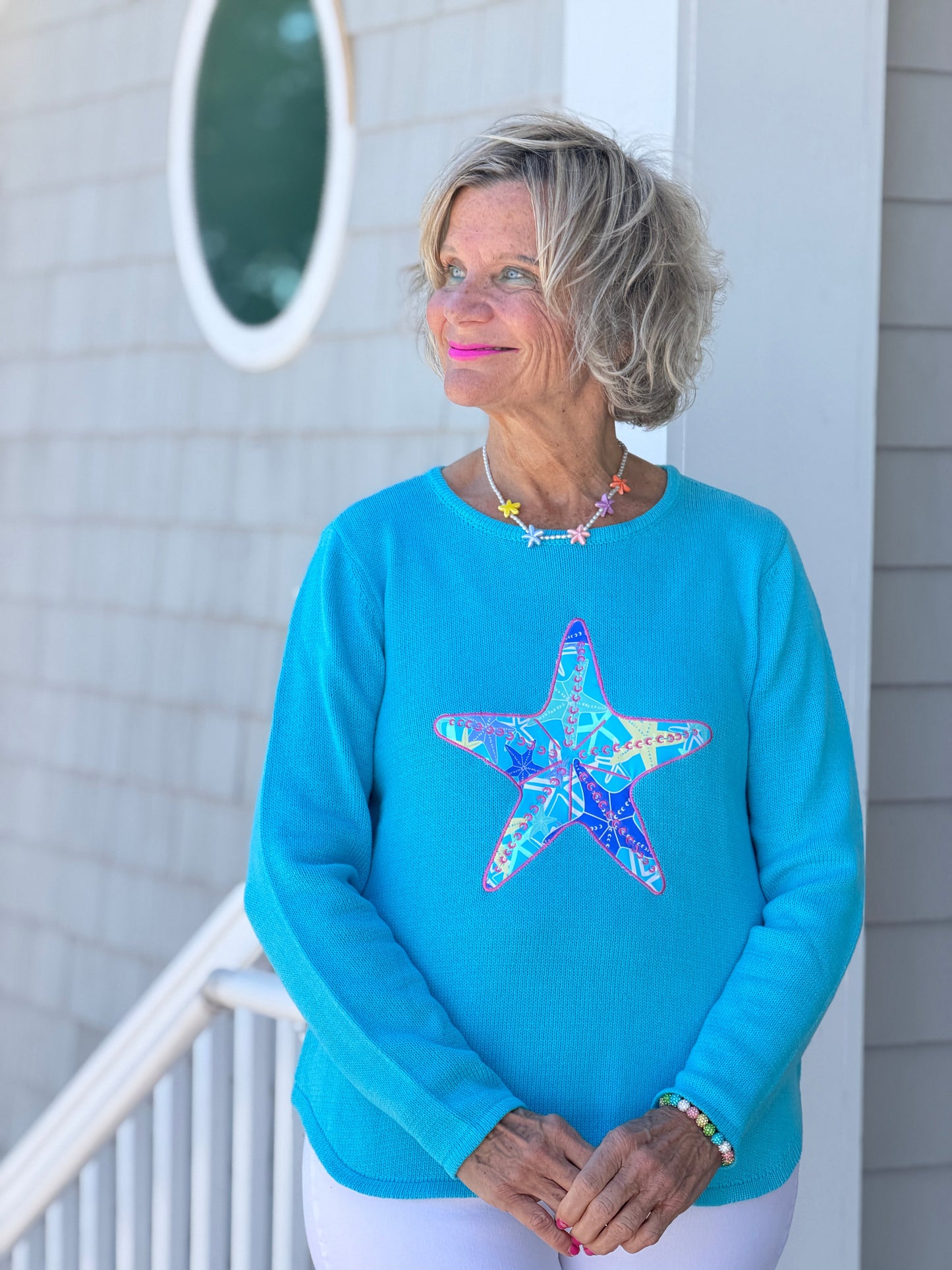 BEACH  CLUB AQUA STARFISH SWEATER