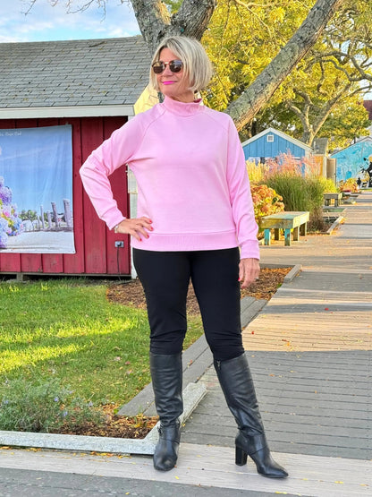 CLEAR PINK MOCK NECK TOP