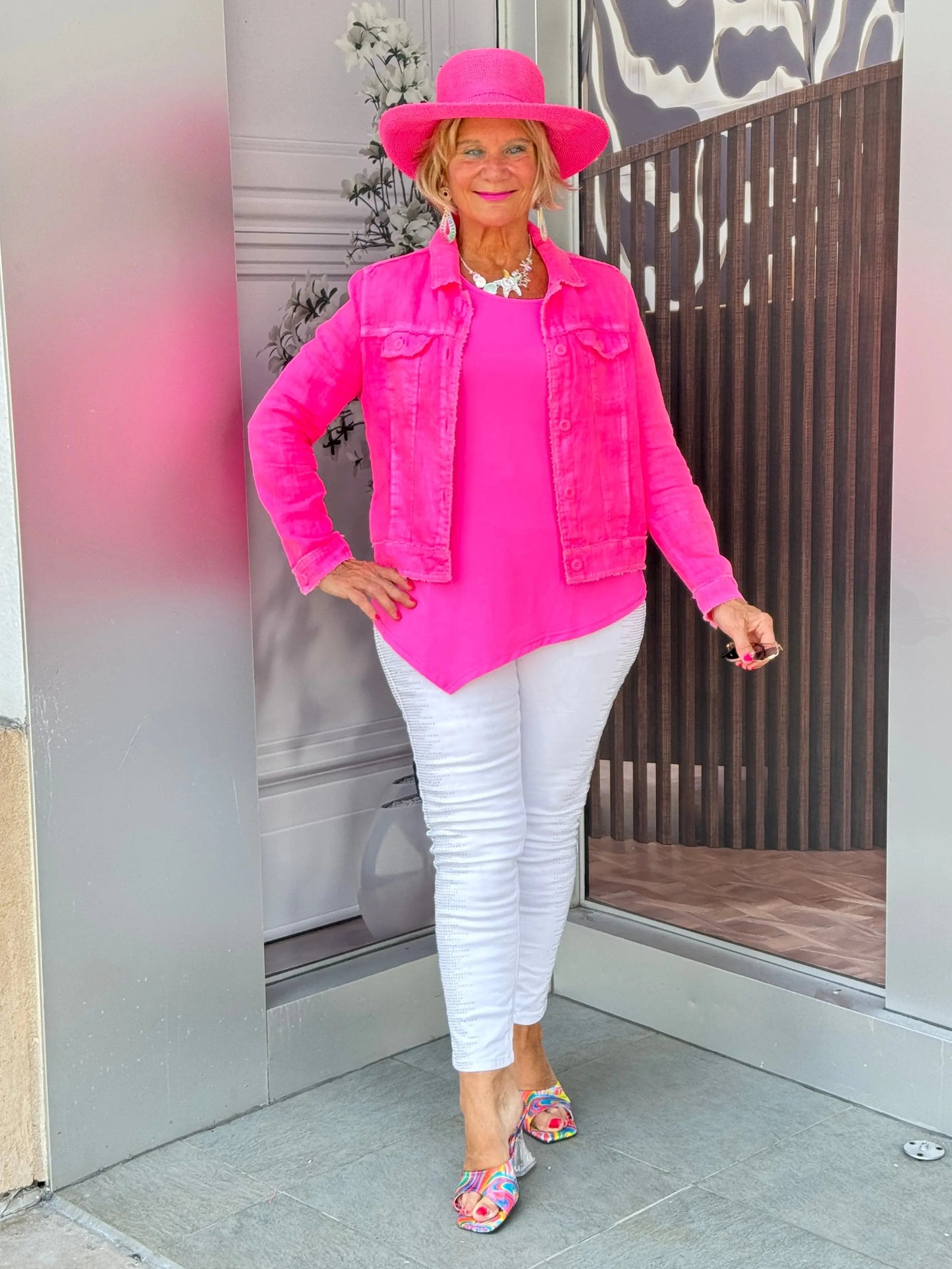 LULU B  HOT PINK LINEN JACKET