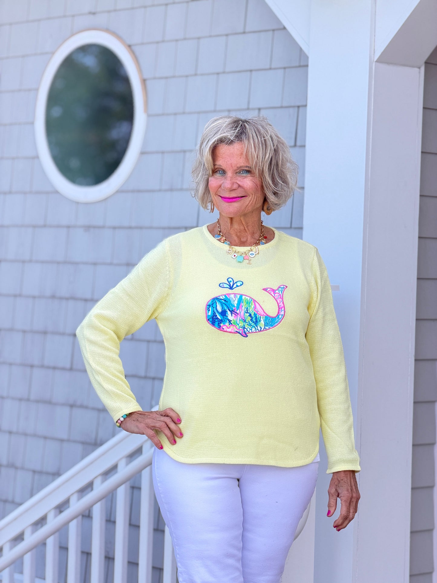 BEACH CLUB YELLOW WHALE SWEATER