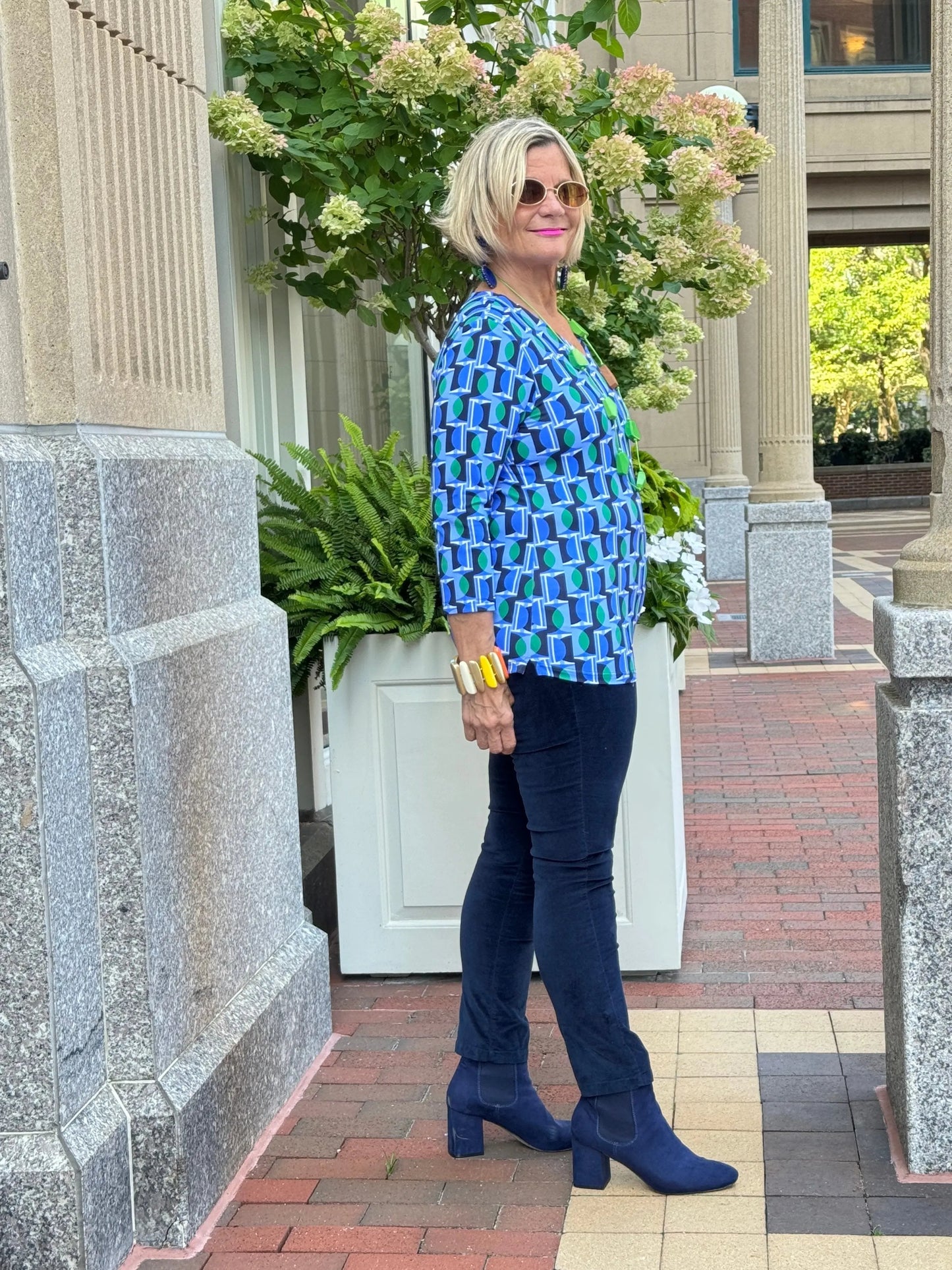 Lulu B Seaport Geo V-Neck Top