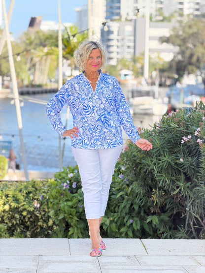 LULU B HIBISCUS COAST HALF ZIPPER