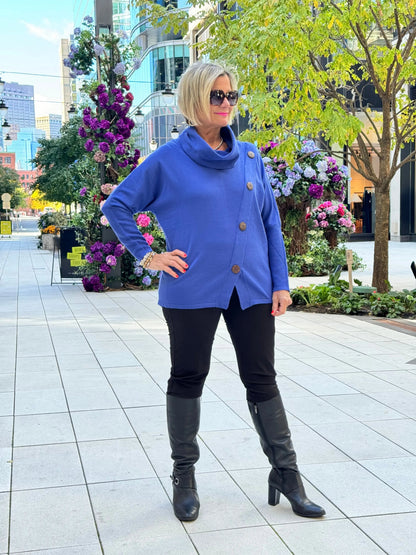 LULU-B SAPPHIRE BUTTON ASYMMETRICAL TOP