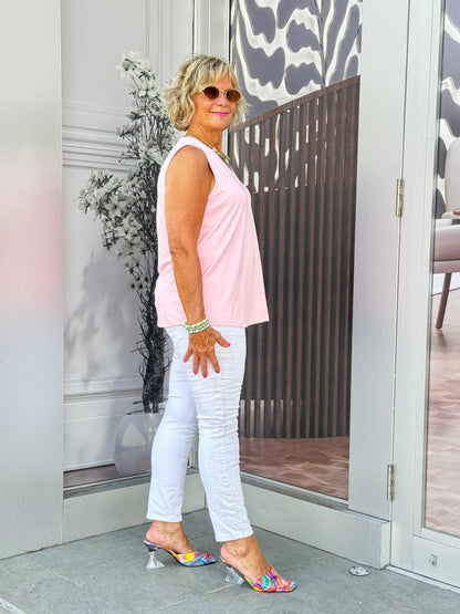 LULU-B CLEAR PINK SLEEVELESS TAILORED V