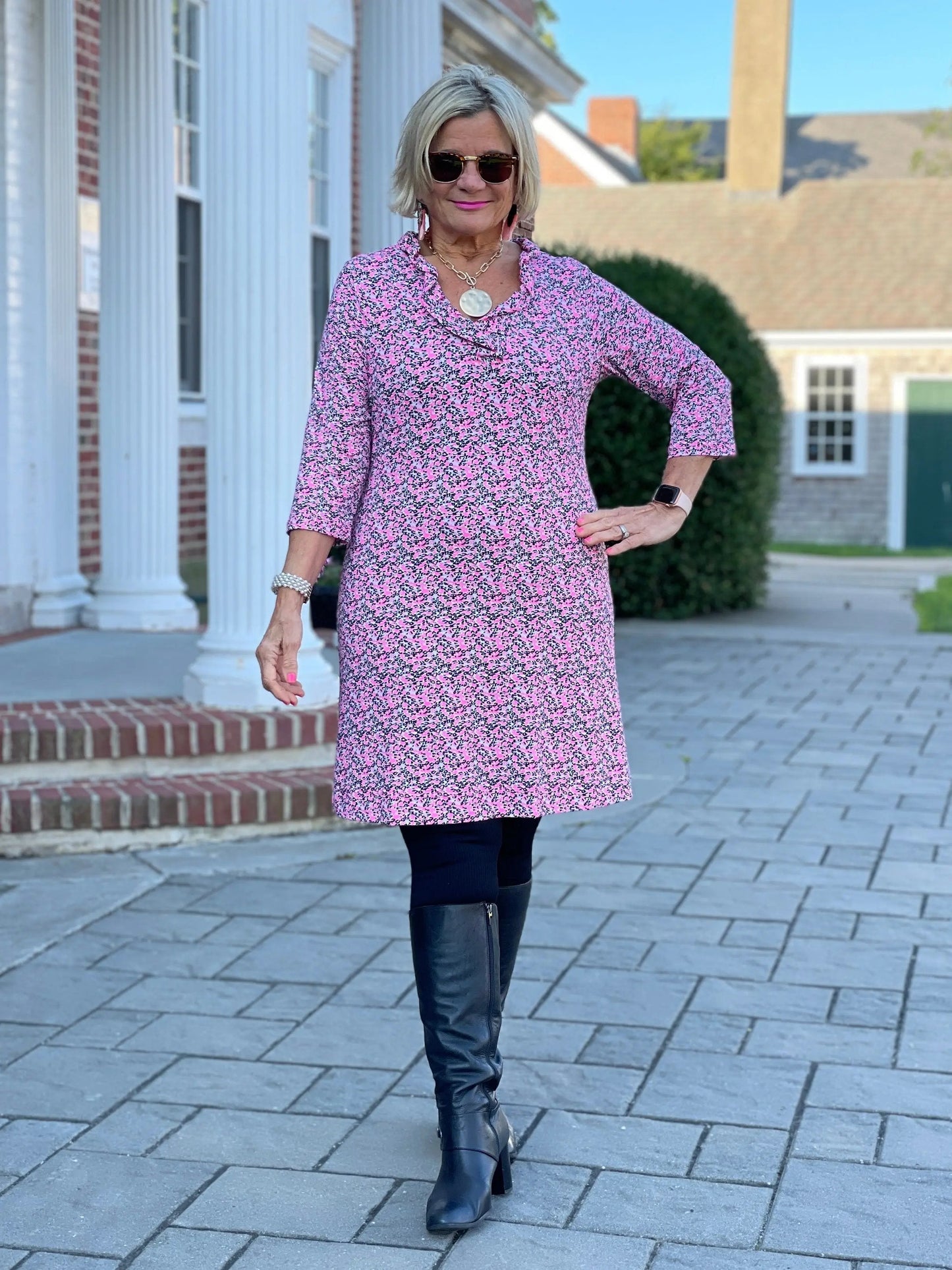AUBREY PINK RUFFLE SLEEVE DRESS